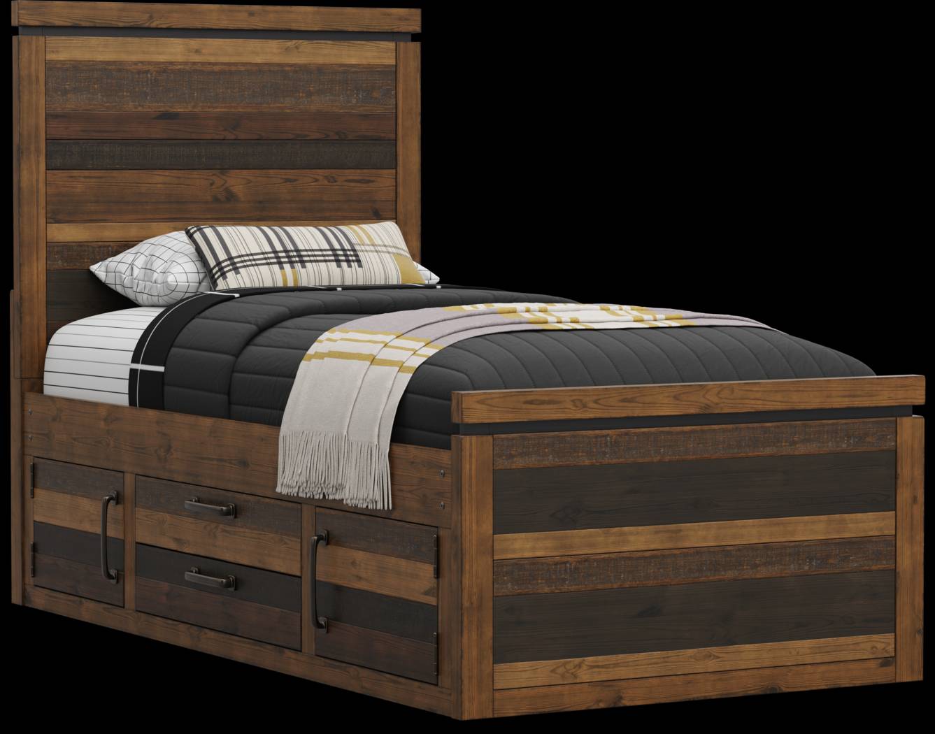 Kids Westover Hills Jr Brown Twin Panel Bed with 2 Storage Side Rails - Thumbnail - Image 1