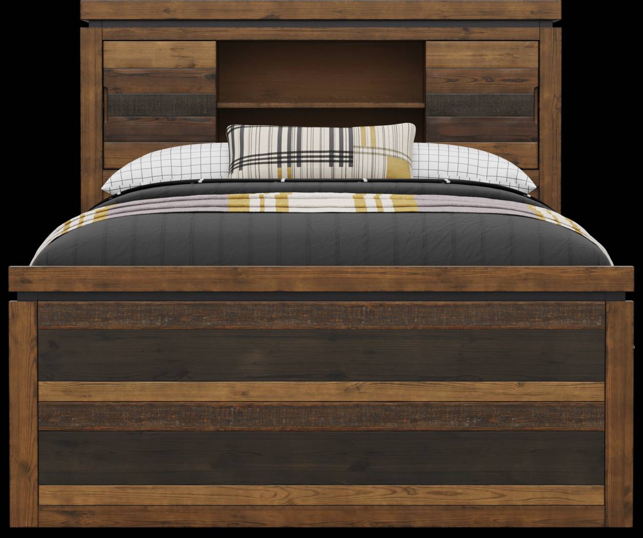 Kids Westover Hills Jr. Brown 4 Pc Full Bookcase Bed with Storage Side Rail and Trundle - Thumbnail - Image 2