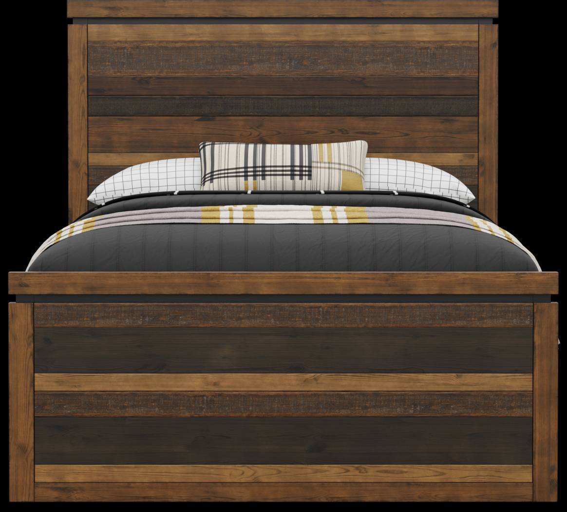 Kids Westover Hills Jr. Brown 4 Pc Full Panel Bed with Storage Side Rail and Trundle - Thumbnail - Image 2