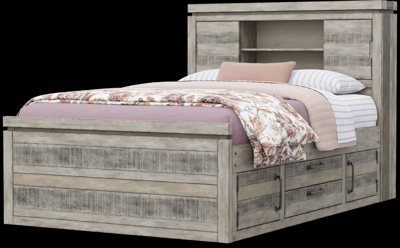 Kids Westover Hills Jr Gray Full Bookcase Bed with 2 Storage Side Rails - Thumbnail - Image 3