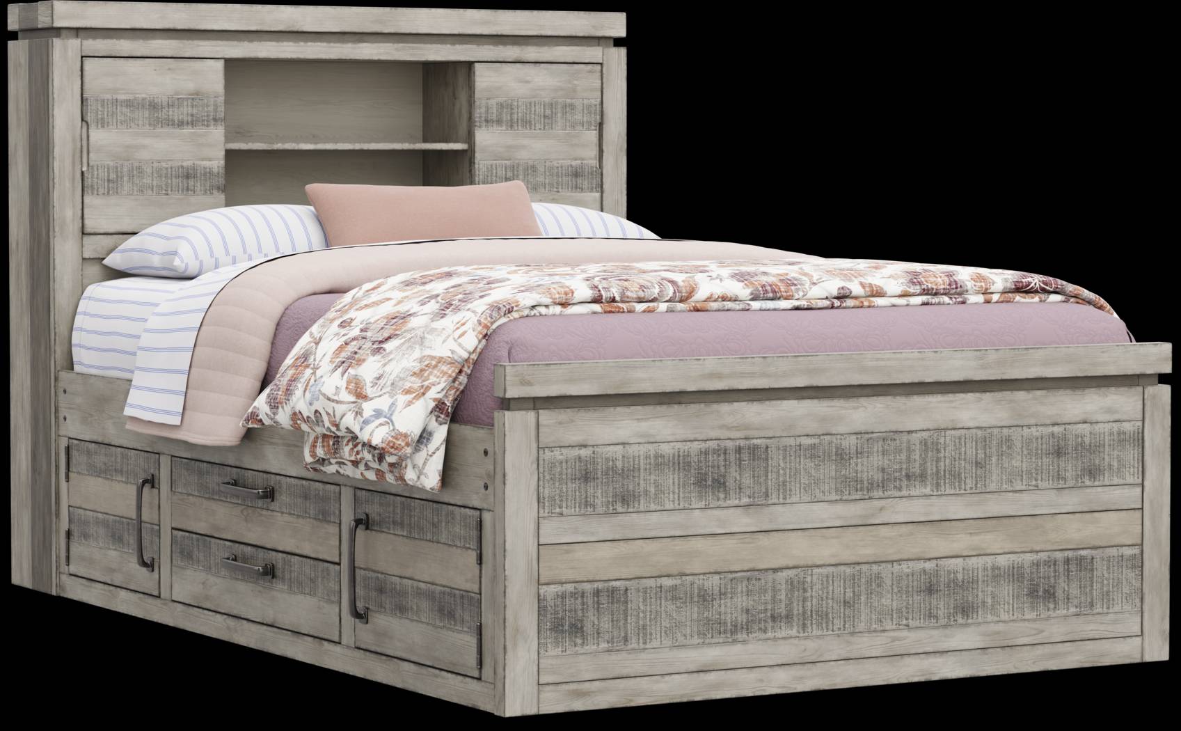 Kids Westover Hills Jr Gray Full Bookcase Bed with Storage Side Rail - Thumbnail - Image 1