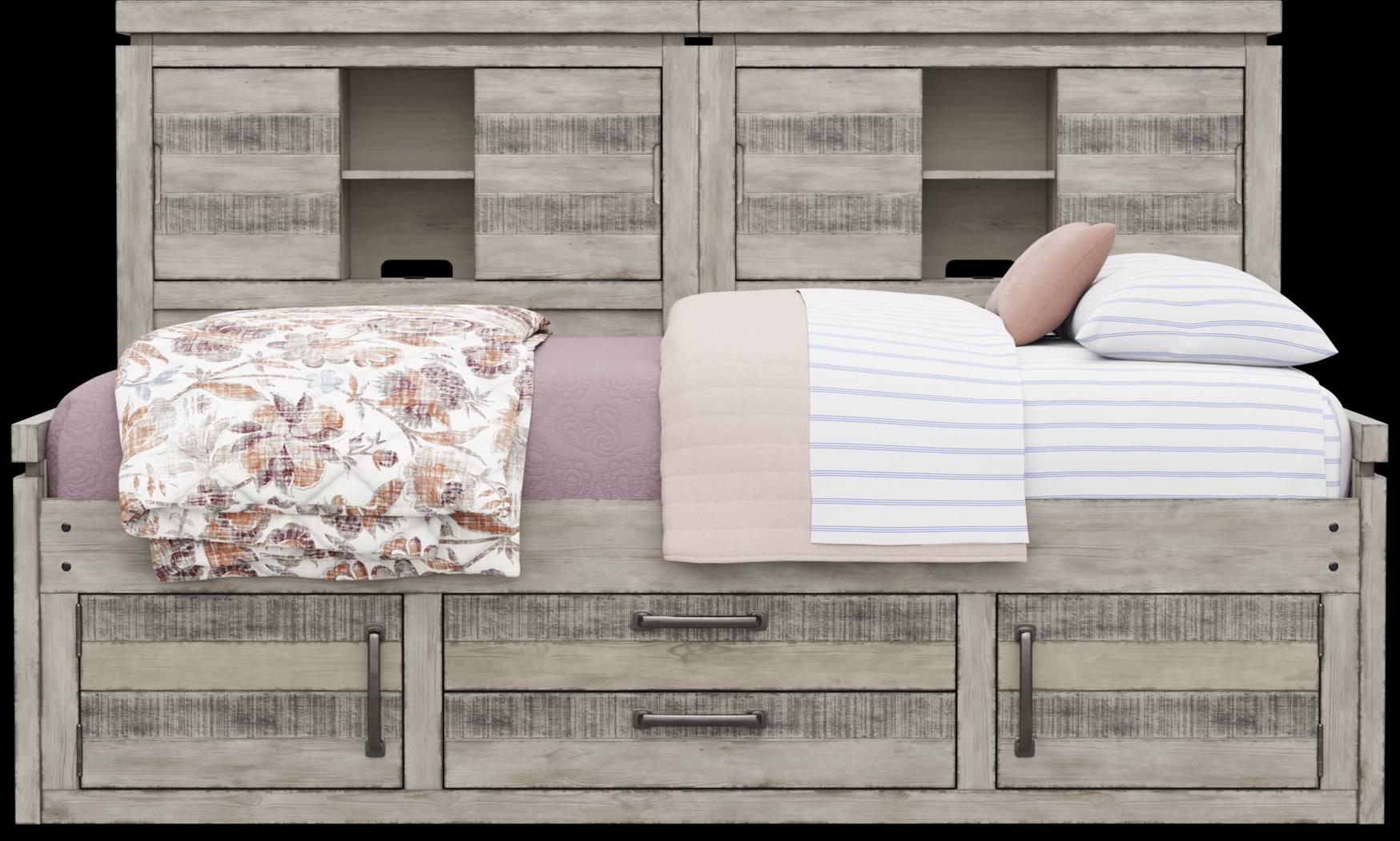 Kids Westover Hills Jr Gray Full Bookcase Wall Bed with Storage Side Rail - Thumbnail - Image 3