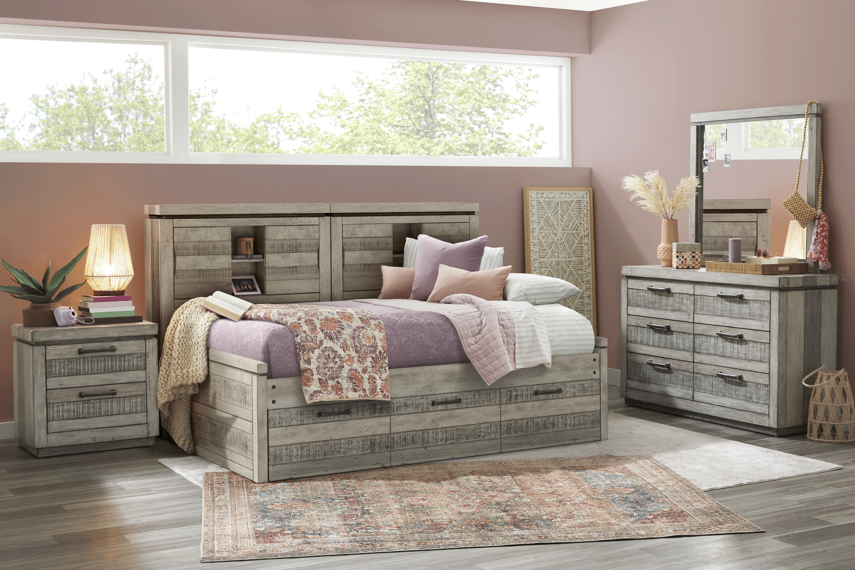 Kids Westover Hills Jr Gray Full Bookcase Wall Bed - Thumbnail - Image 2