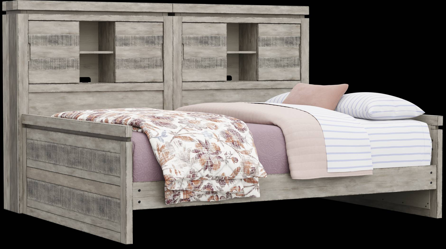 Kids Westover Hills Jr Gray Full Bookcase Wall Bed - Thumbnail - Image 1