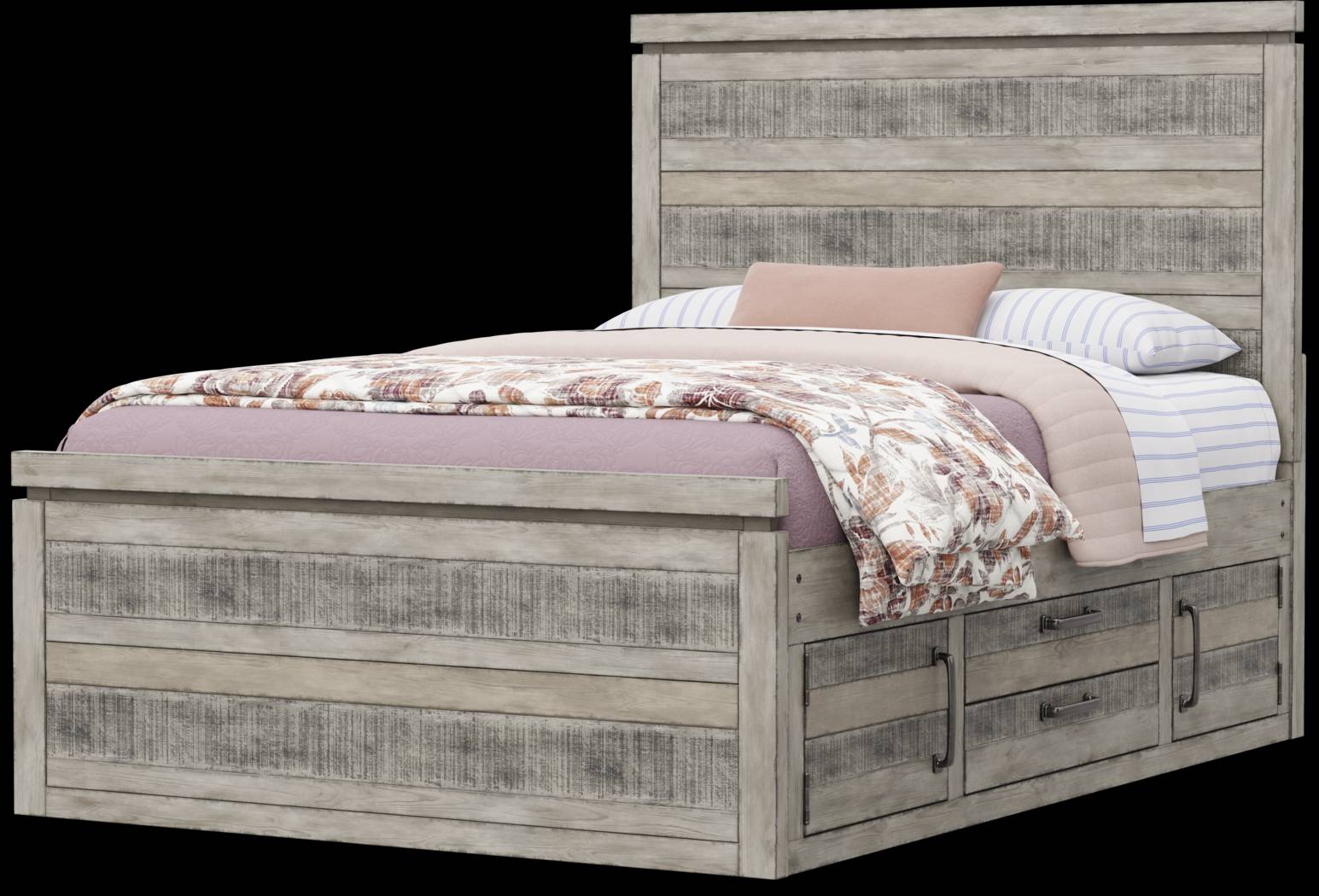 Kids Westover Hills Jr Gray Full Panel Bed with 2 Storage Side Rails - Thumbnail - Image 3