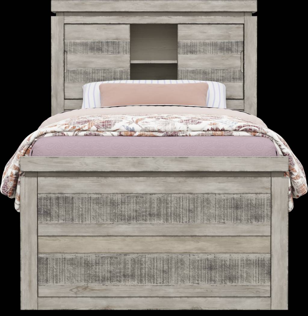 Kids Westover Hills Jr Gray Twin Bookcase Bed with 2 Storage Side Rails - Thumbnail - Image 2