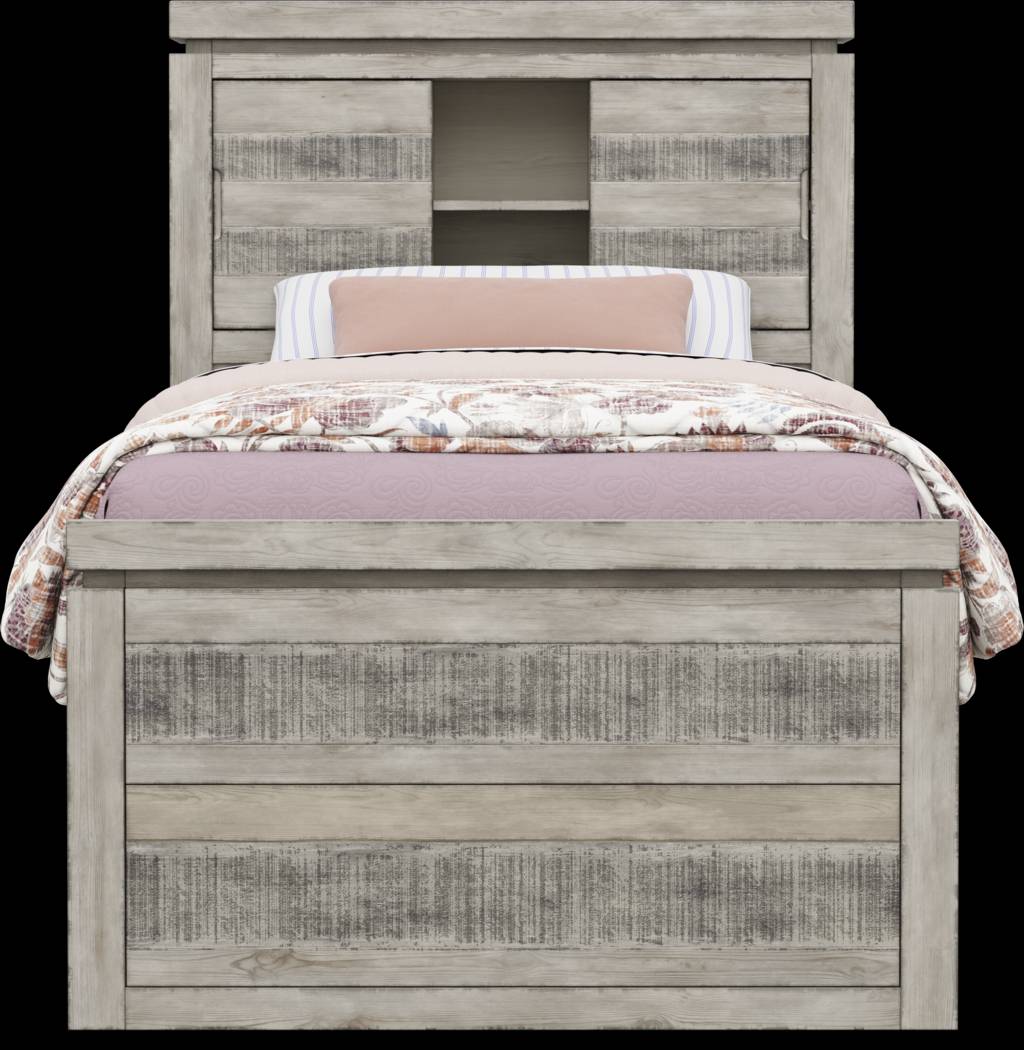 Kids Westover Hills Jr Gray Twin Bookcase Bed with Storage Side Rail - Thumbnail - Image 2