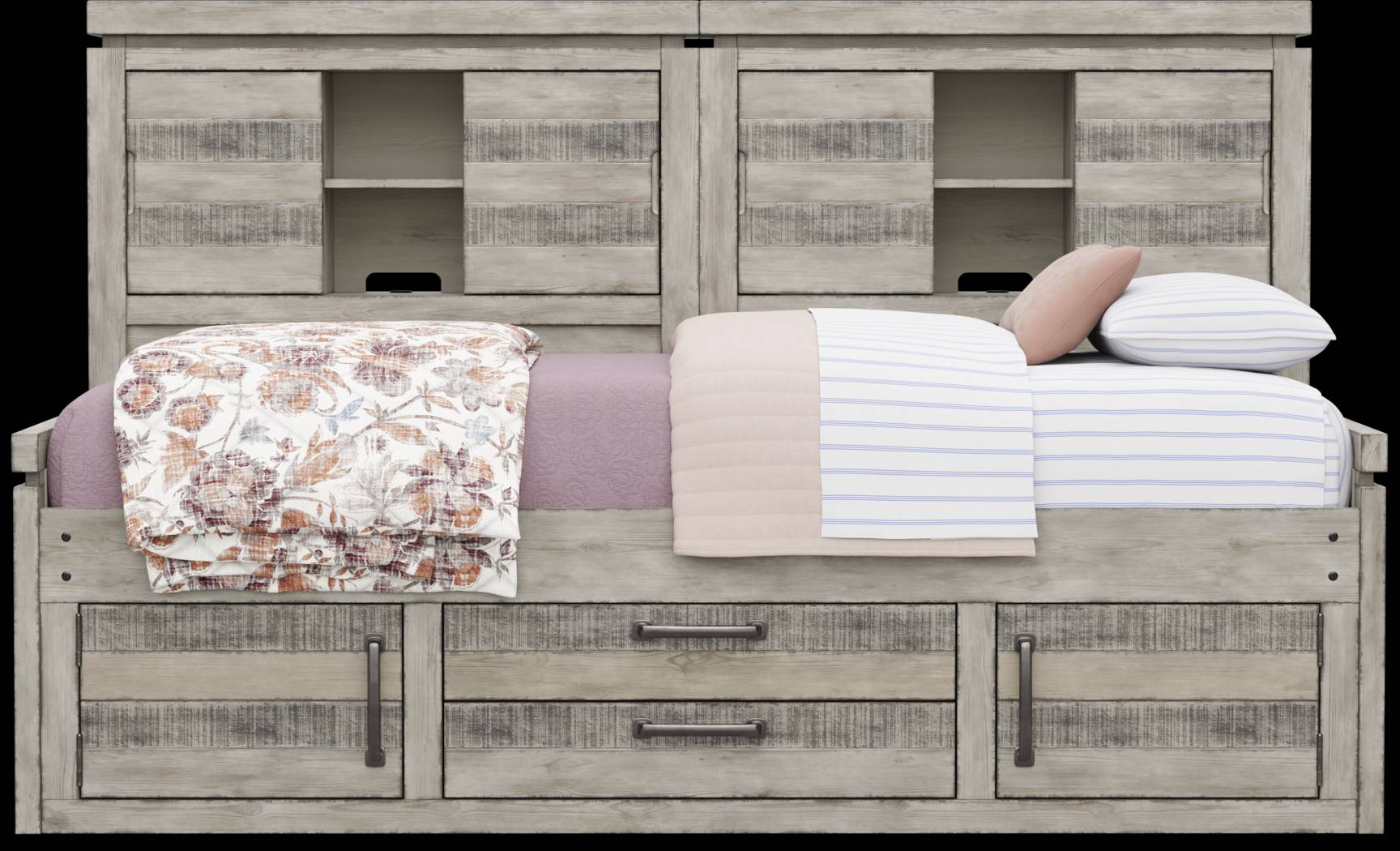 Kids Westover Hills Jr Gray Twin Bookcase Wall Bed with Storage Side Rail - Thumbnail - Image 2