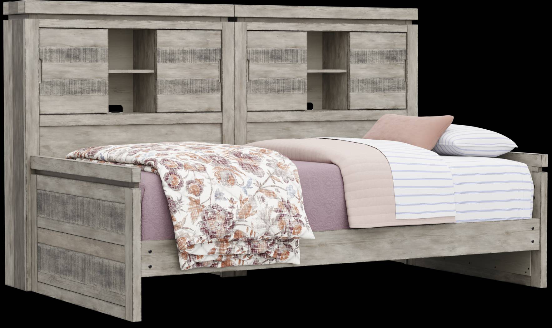 Kids Westover Hills Jr Gray Twin Bookcase Wall Bed - Thumbnail - Image 1