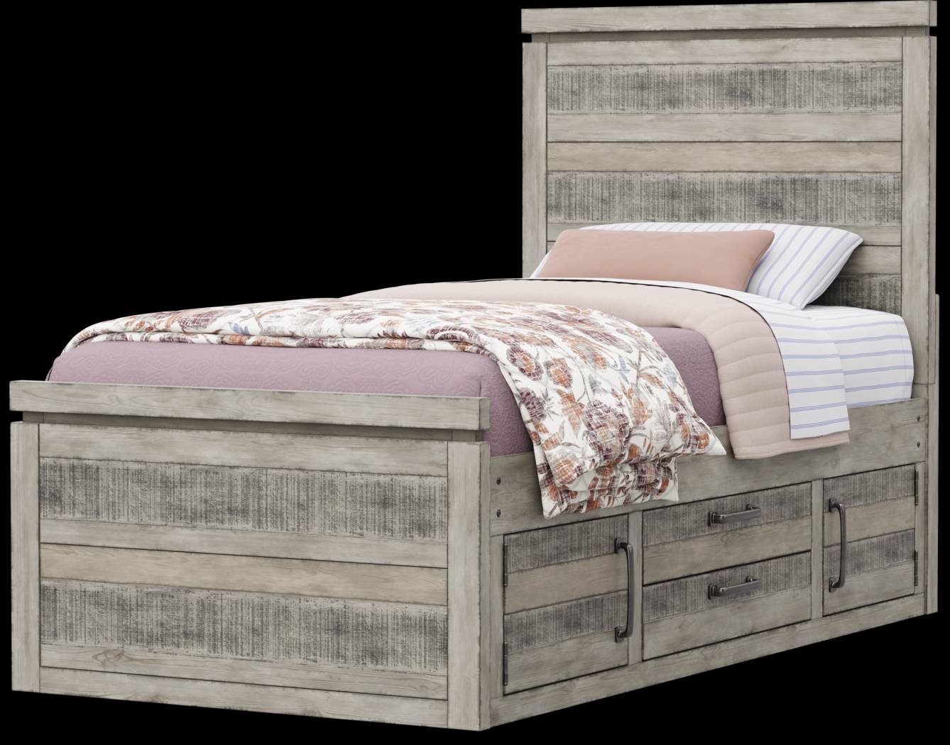 Kids Westover Hills Jr Gray Twin Panel Bed with 2 Storage Side Rails - Thumbnail - Image 3
