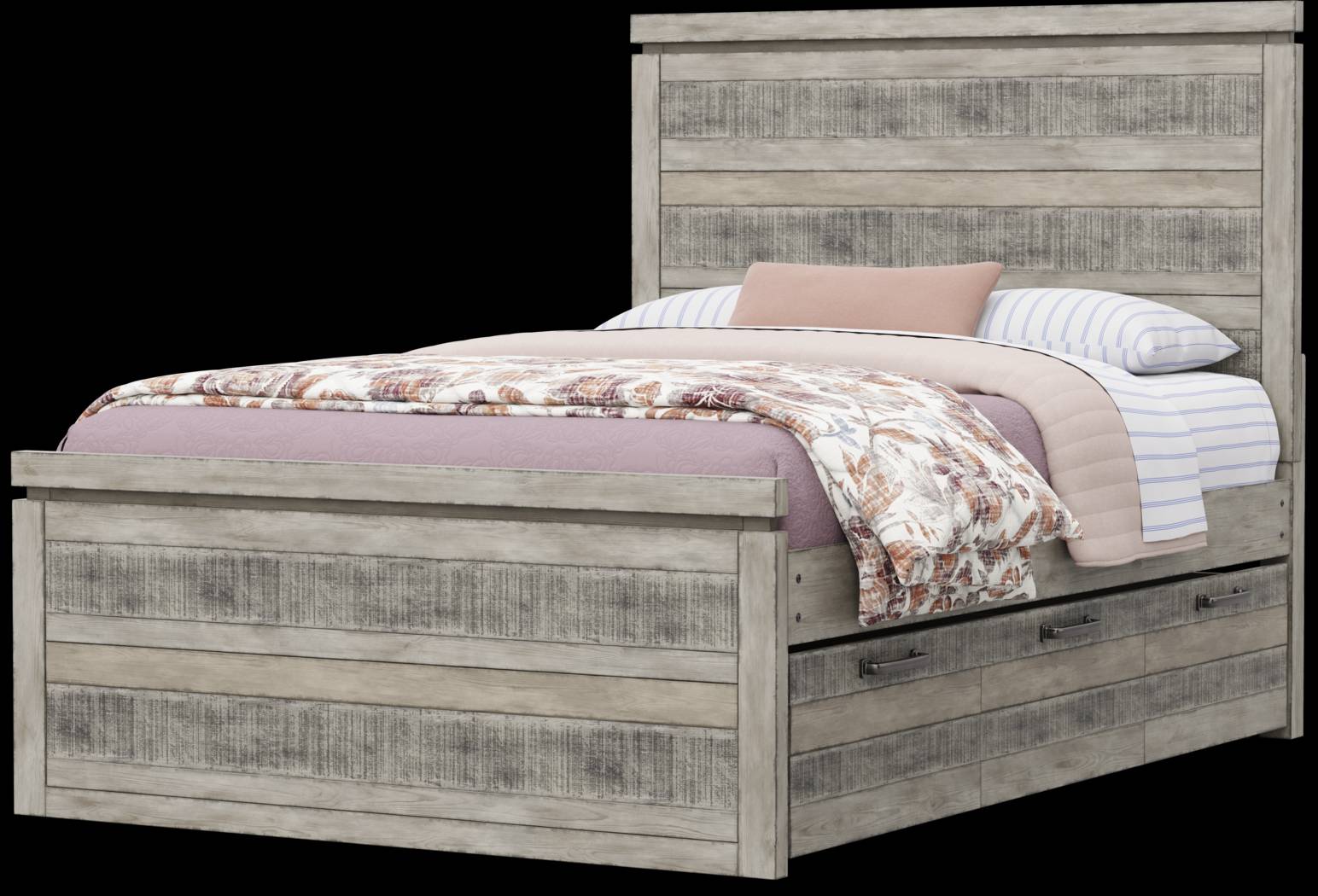 Kids Westover Hills Jr. Gray 4 Pc Full Panel Bed with Storage Side Rail and Trundle - Thumbnail - Image 3
