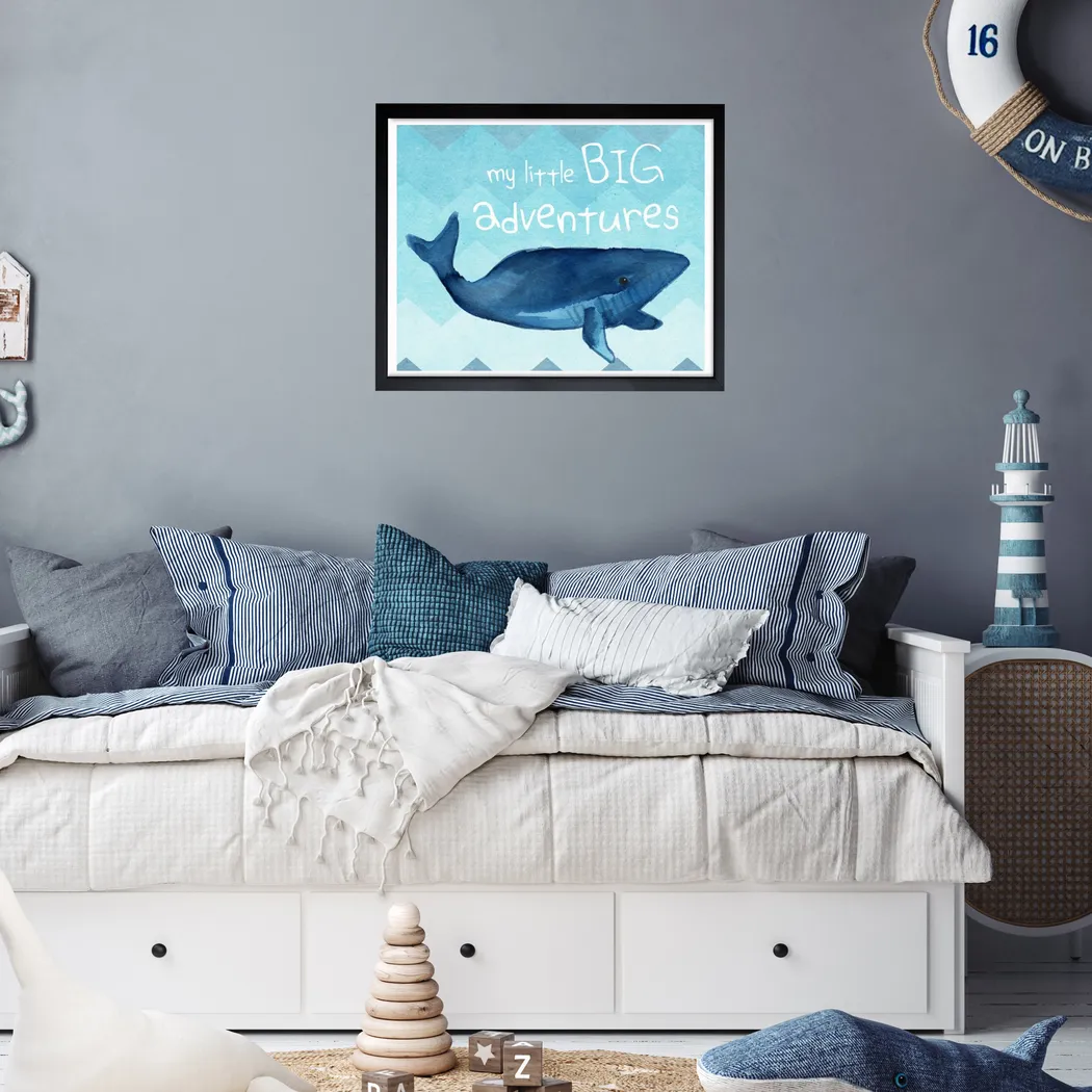 Kids Whale Adventures Blue Medium Wall Art - Thumbnail - Image 3
