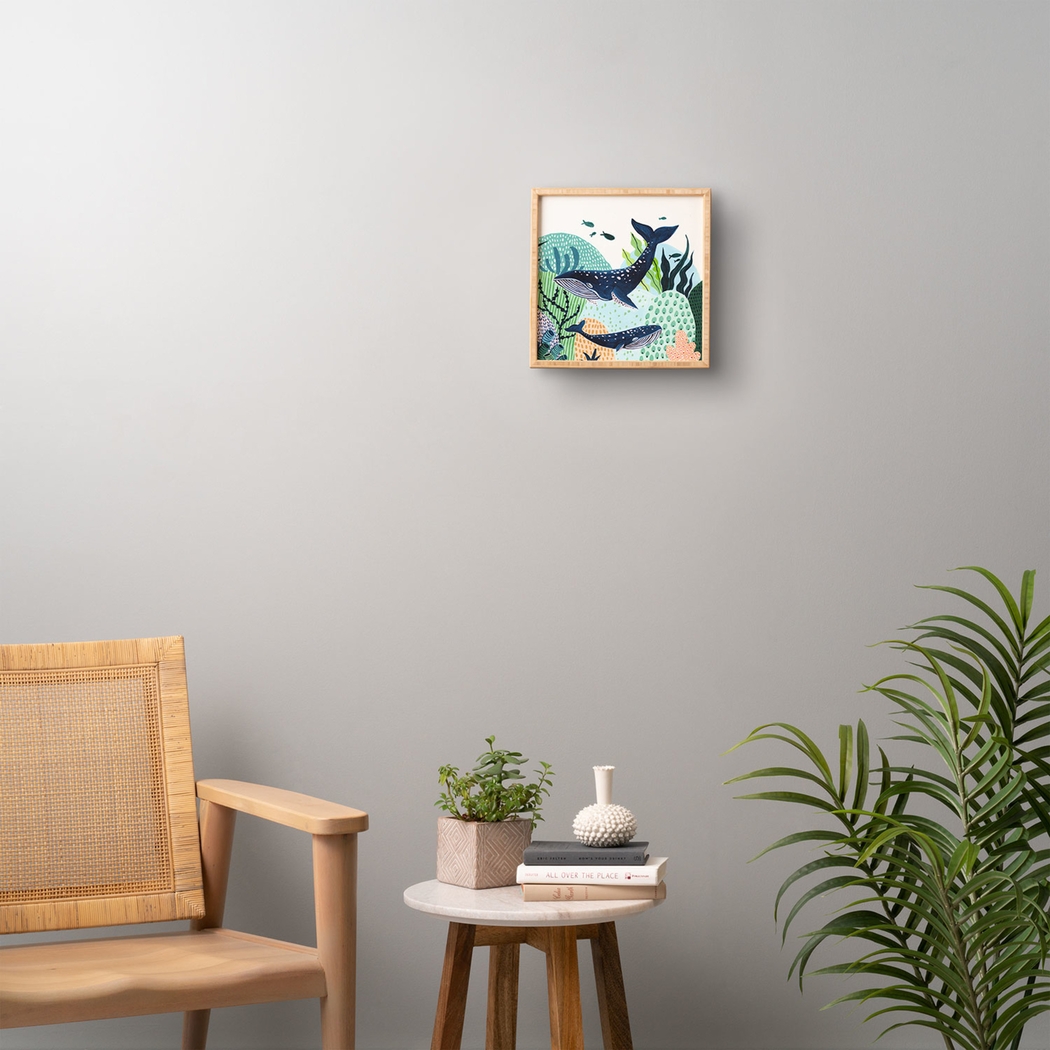 Kids Whale Family Blue Framed Wall Art - Thumbnail - Image 2