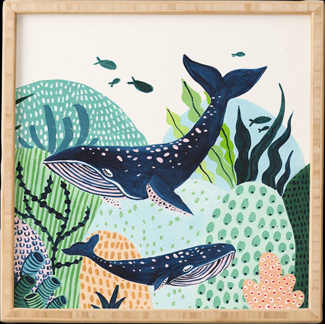 Kids Whale Family Blue Framed Wall Art - Thumbnail - Image 1