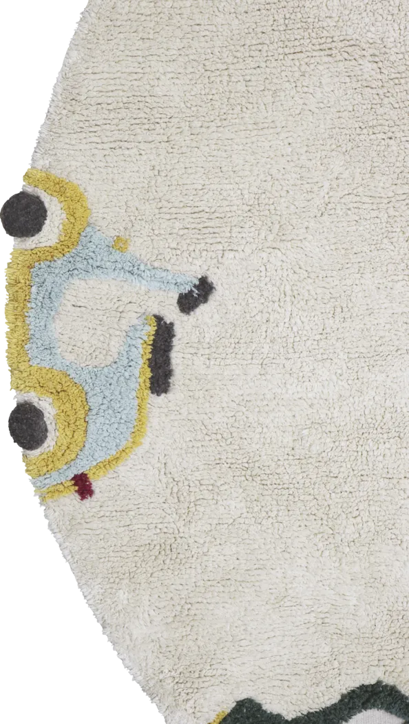 Kids Wheels Multi 4'7 Machine Washable Round Rug - Thumbnail - Image 4