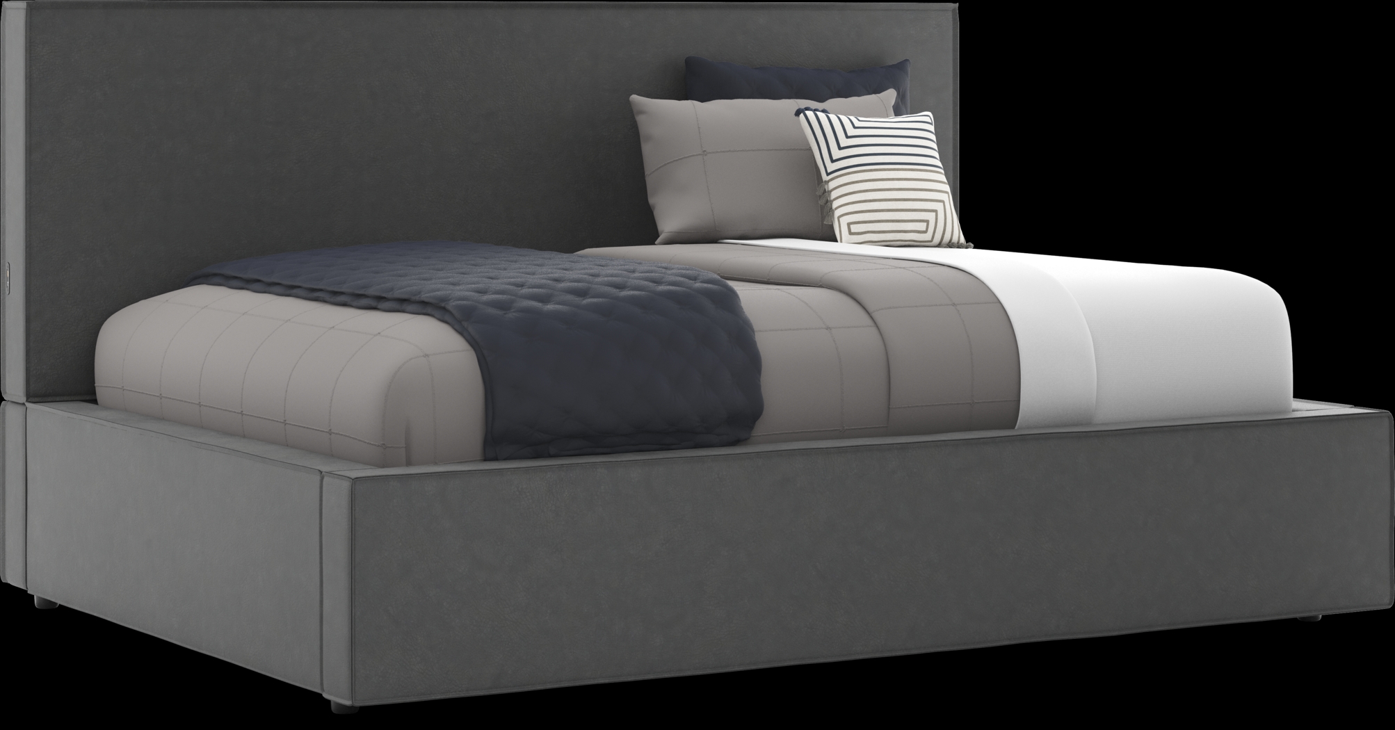 Kids Whitman Gray Full Upholstered Lounge Bed - Thumbnail - Image 1