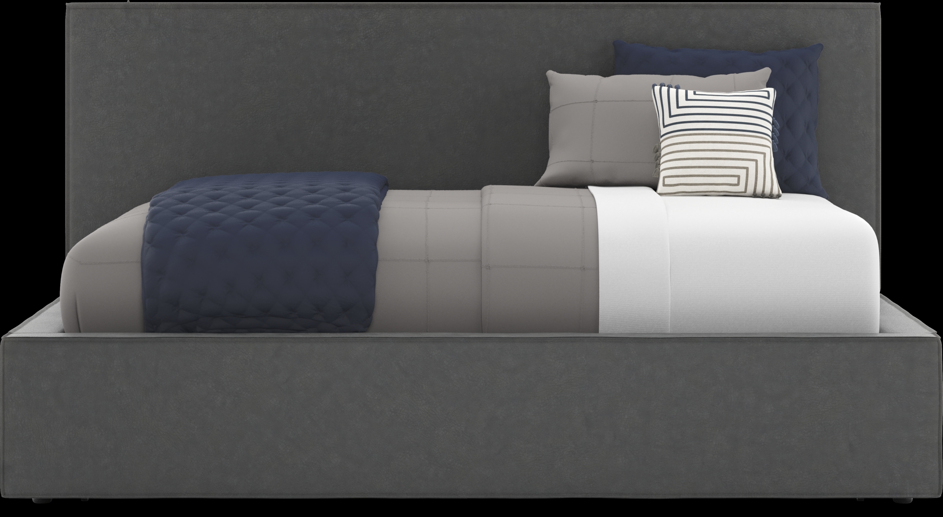 Kids Whitman Gray Twin Upholstered Lounge Bed with Twin Trundle - Thumbnail - Image 2