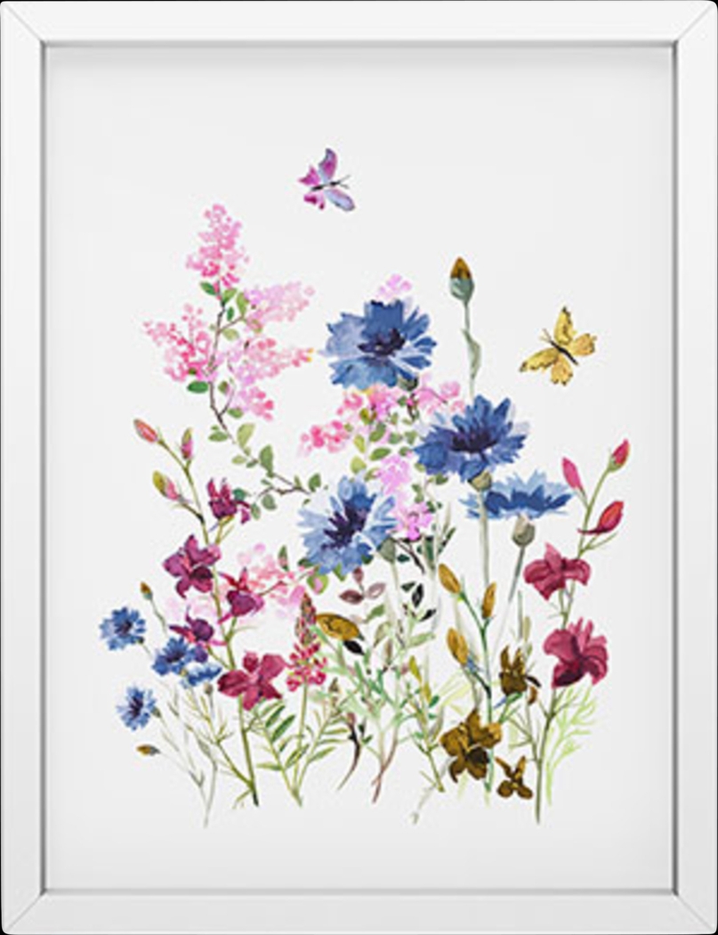 Kids Wildflower Garden White Mini Framed Art - Thumbnail - Image 1