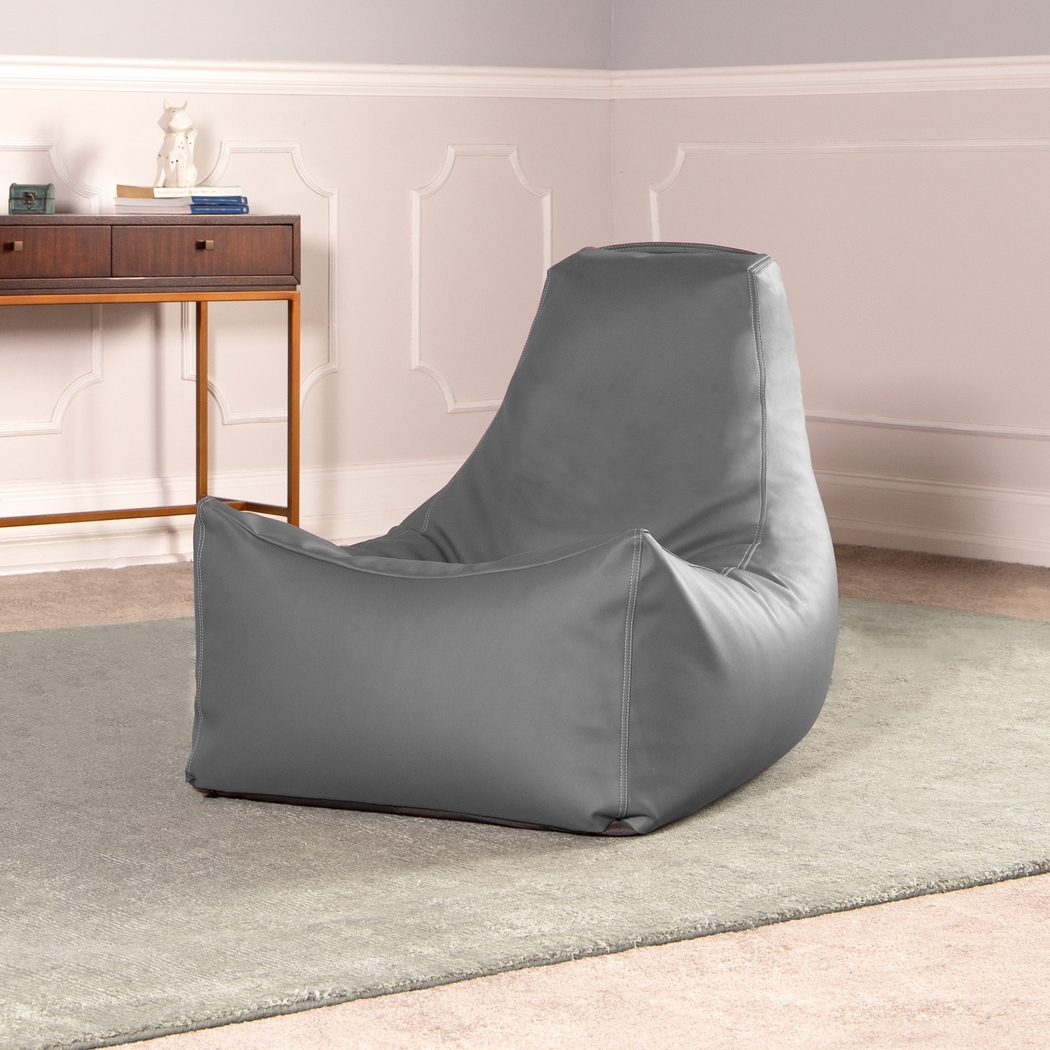 Kids Wilfy Gray Large Bean Bag Chair - Thumbnail - Image 2