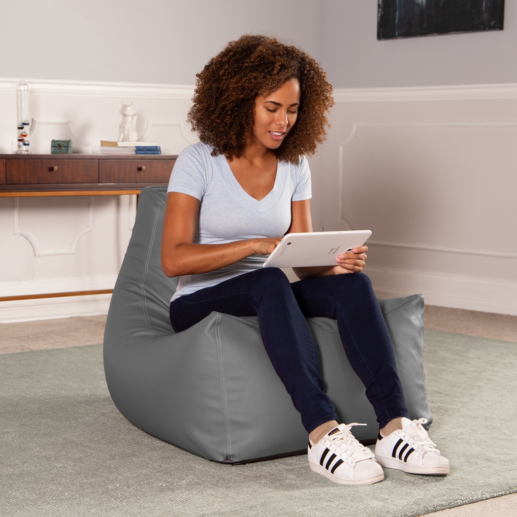 Kids Wilfy Gray Large Bean Bag Chair - Thumbnail - Image 4