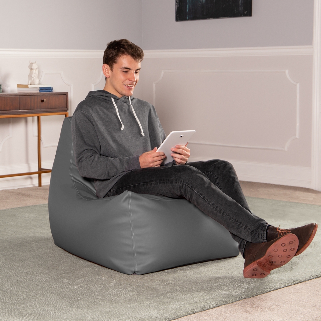 Kids Wilfy Gray Large Bean Bag Chair - Thumbnail - Image 5