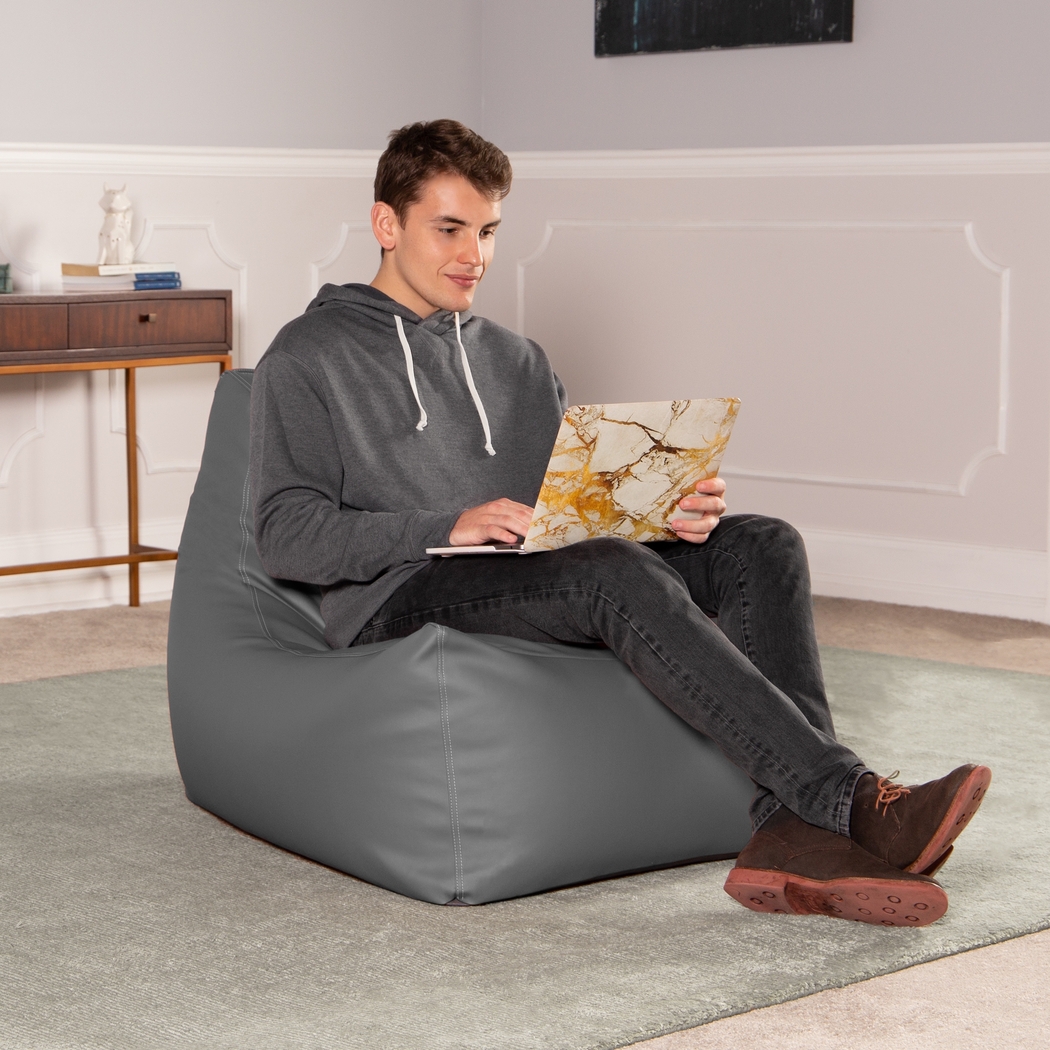 Kids Wilfy Gray Large Bean Bag Chair - Thumbnail - Image 6