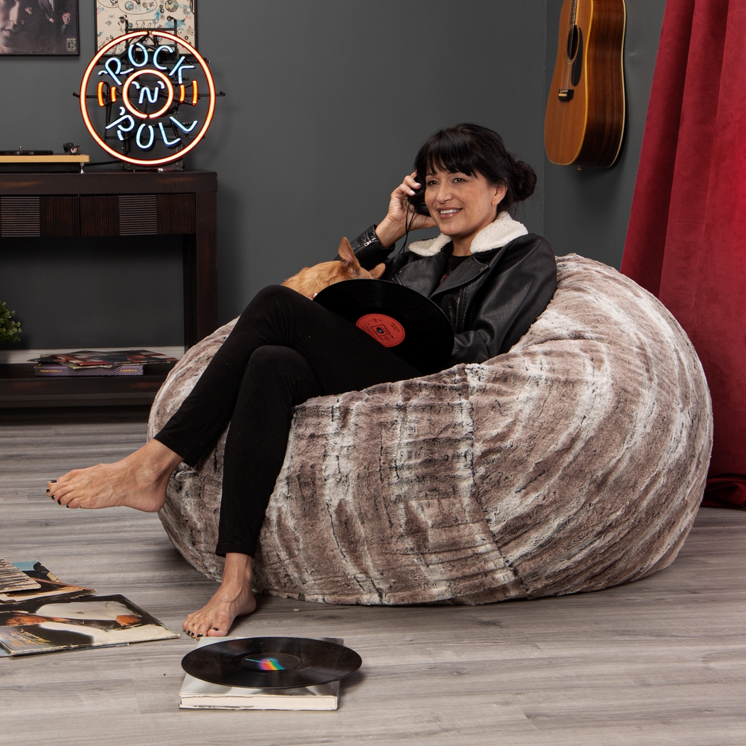 Kids Winter Dream Brown Faux Fur Bean Bag - Thumbnail - Image 4