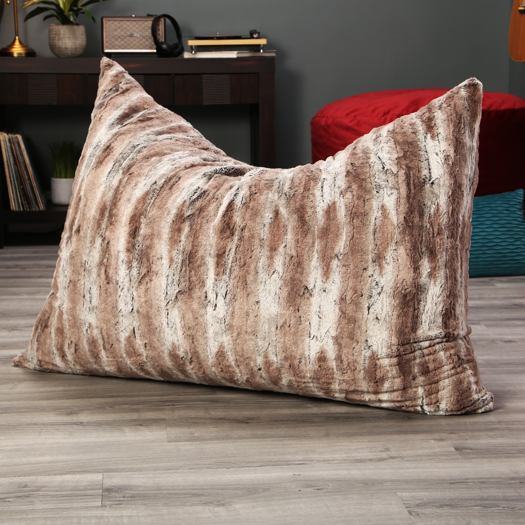 Kids Winter Dream Brown Faux Fur Floor Pillow - Thumbnail - Image 4