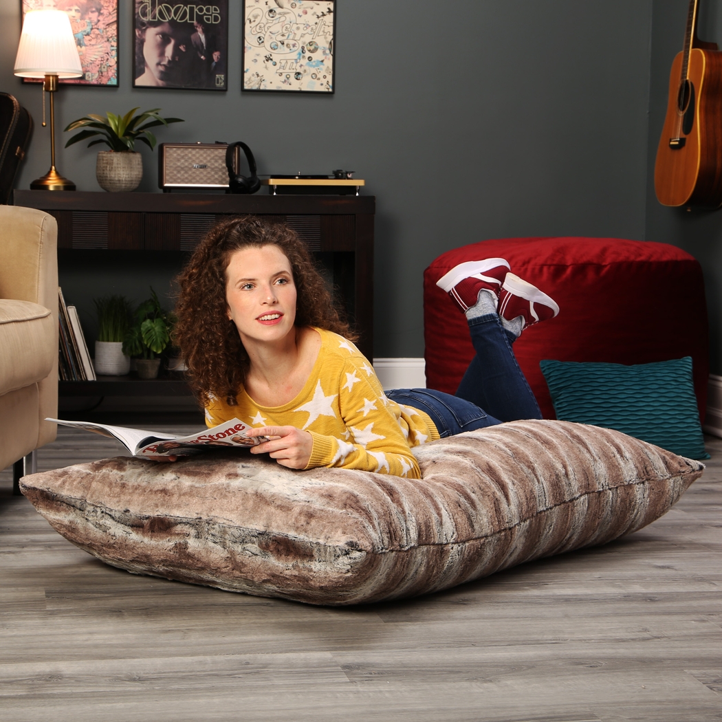 Kids Winter Dream Brown Faux Fur Floor Pillow - Thumbnail - Image 6