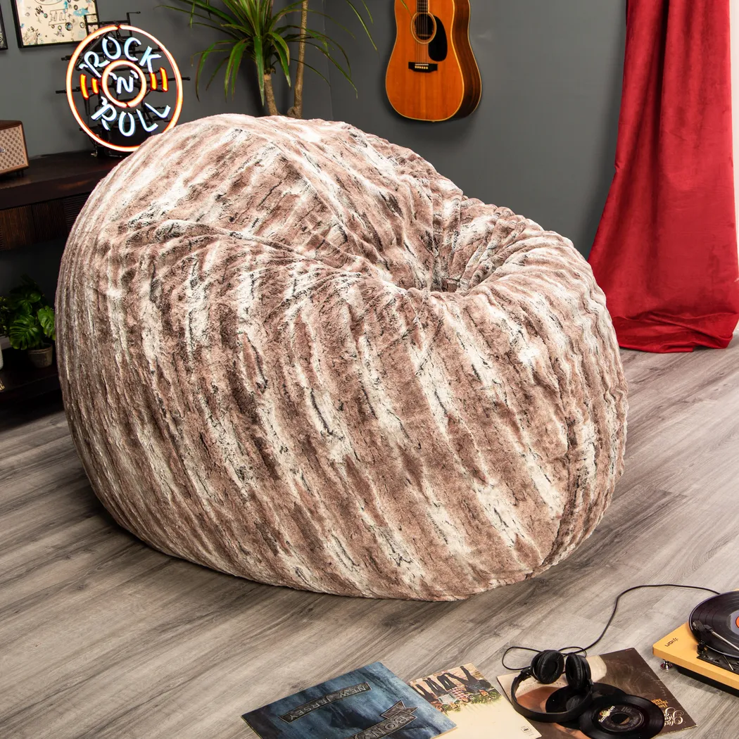 Kids Winter Dream Brown Large Faux Fur Bean Bag - Thumbnail - Image 4