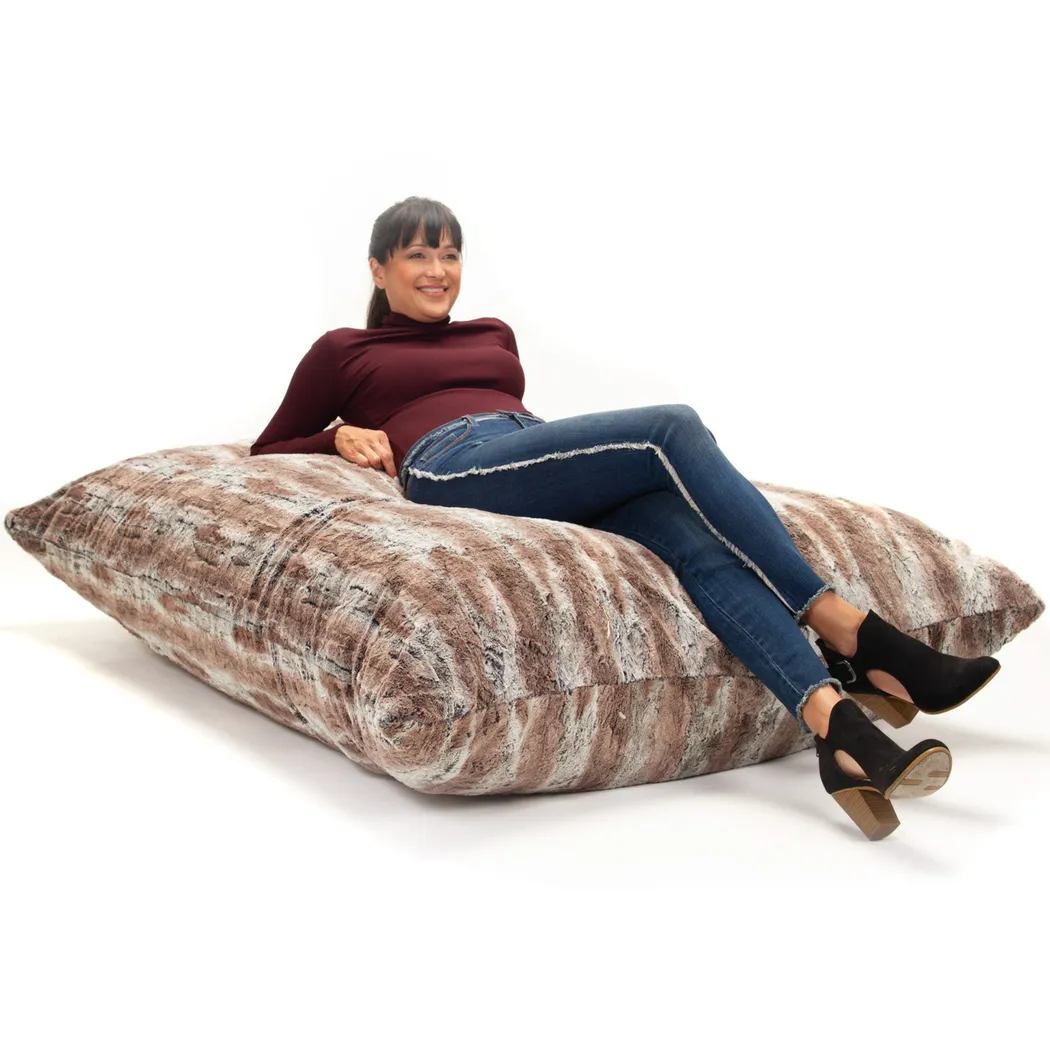 Kids Winter Dream Brown Large Faux Fur Floor Pillow - Thumbnail - Image 2