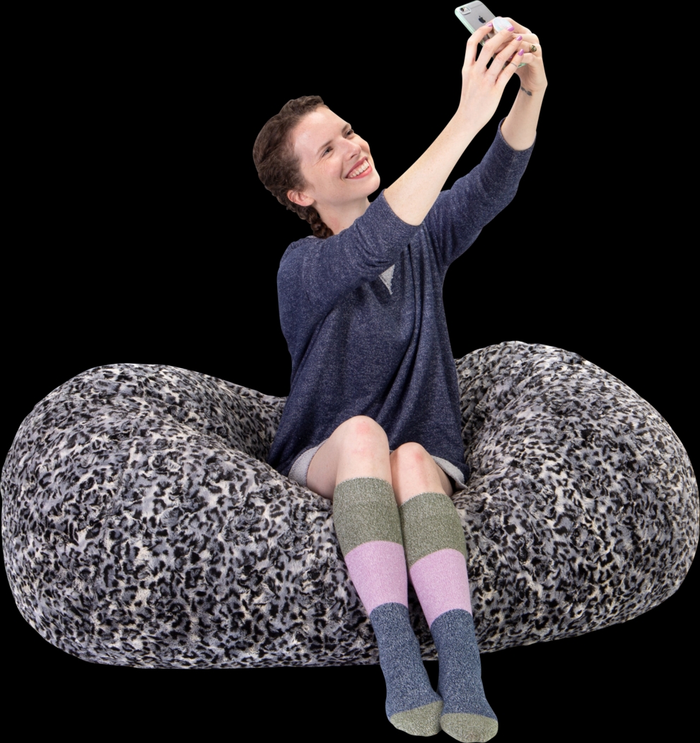 Kids Winter Dream Charcoal Faux Fur Small Bean Bag - Thumbnail - Image 2