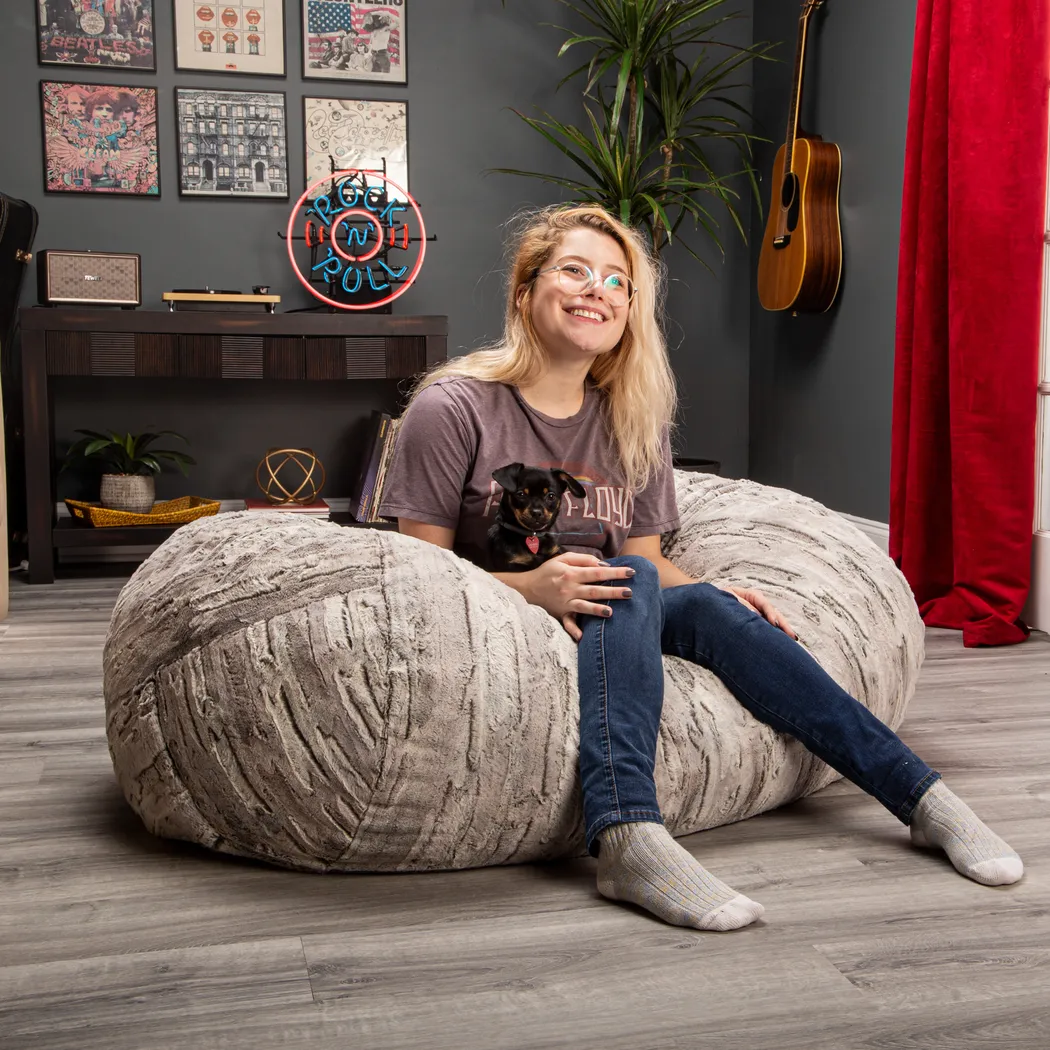 Kids Winter Dream Silver Faux Fur Small Bean Bag - Thumbnail - Image 5