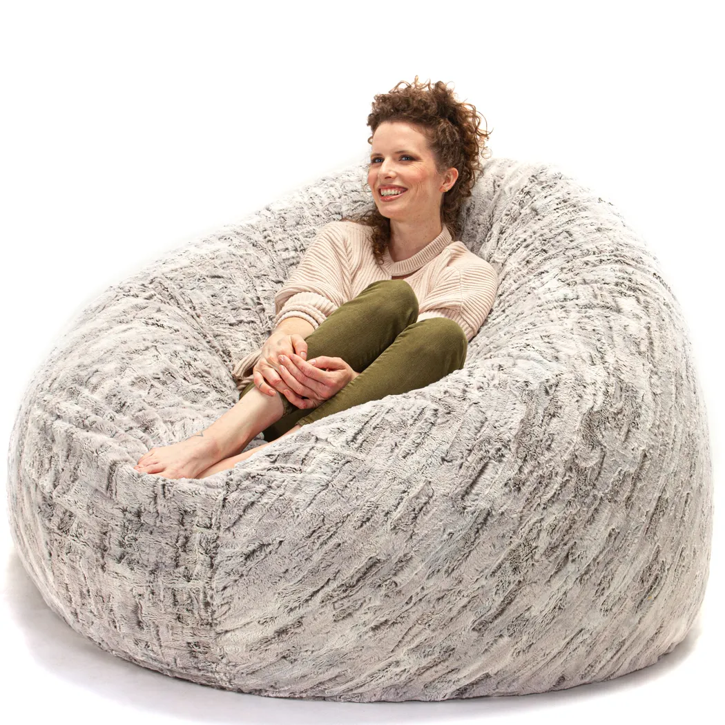 Kids Winter Dream Silver Large Faux Fur Bean Bag - Thumbnail - Image 2