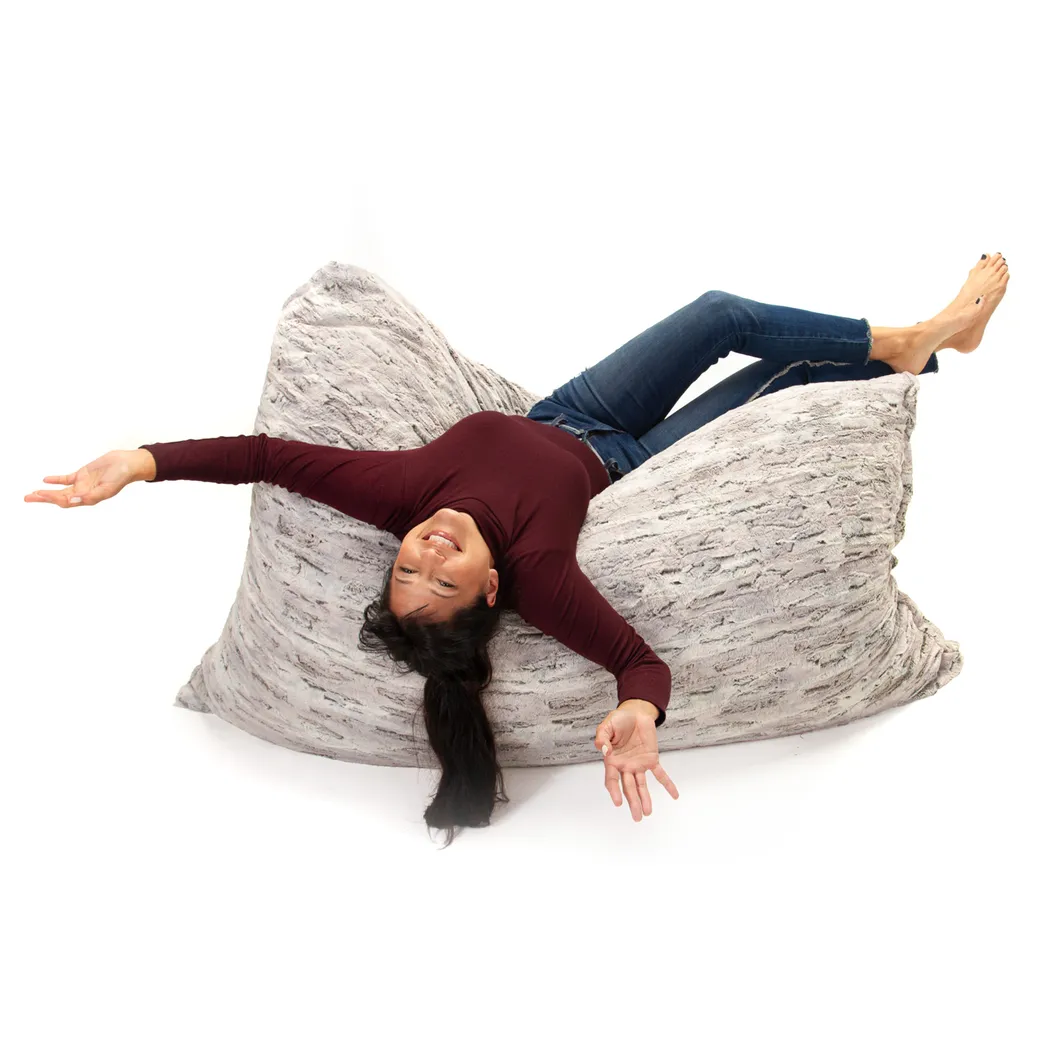 Kids Winter Dream Silver Large Faux Fur Floor Pillow - Thumbnail - Image 3