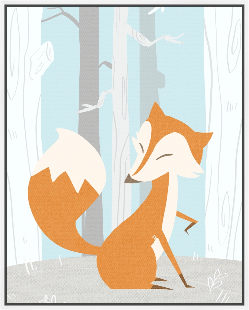 Kids Winter Fox Blue Medium Wall Art - Thumbnail - Image 1