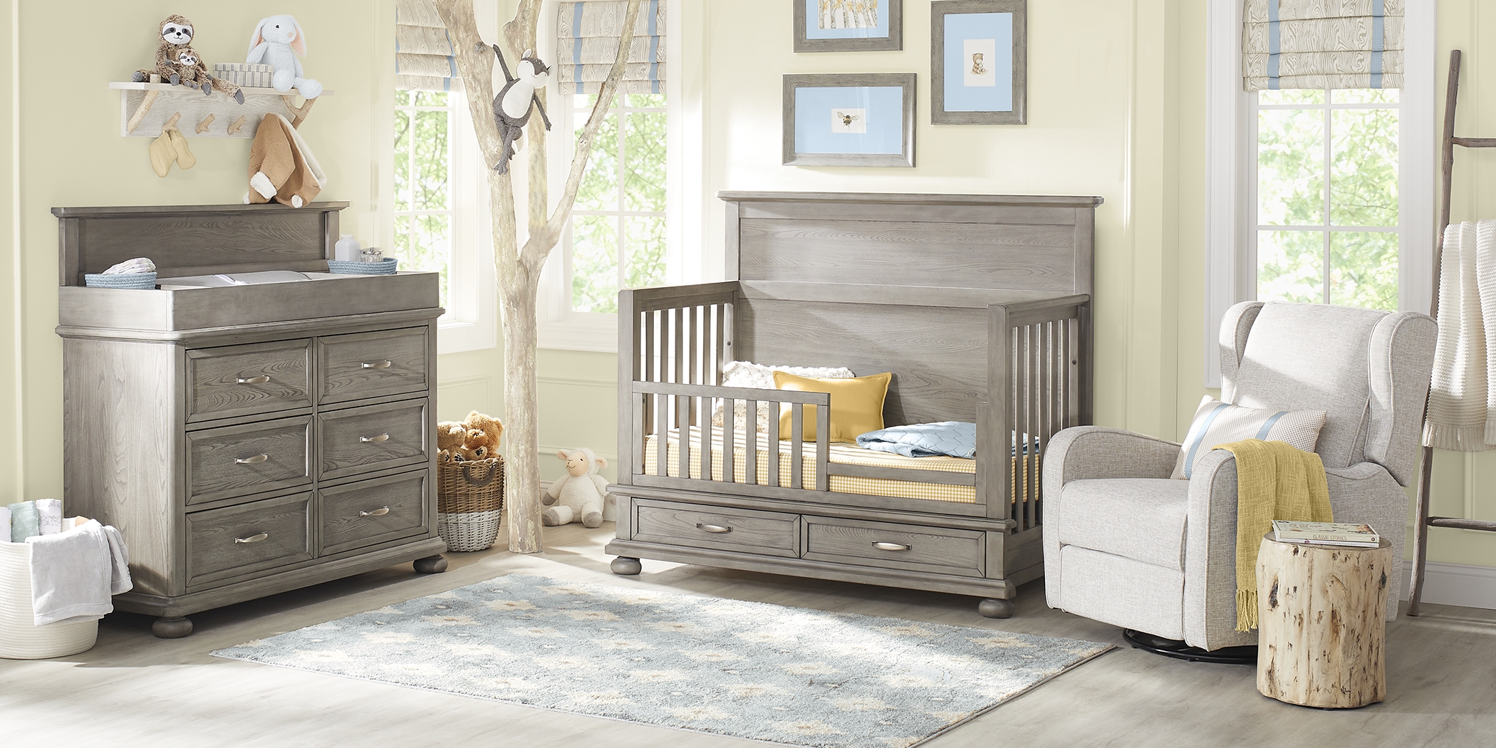 Kids Woodland Adventures Classic Gray Nursery with Toddler & Conversion Rails - Thumbnail - Image 2