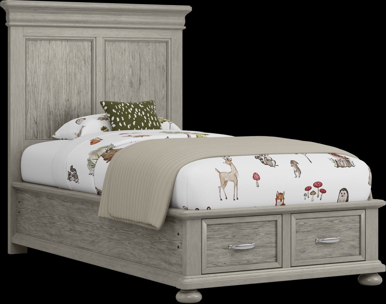 Kids Woodland Adventures Classic Gray Twin Storage Bed - Thumbnail - Image 1