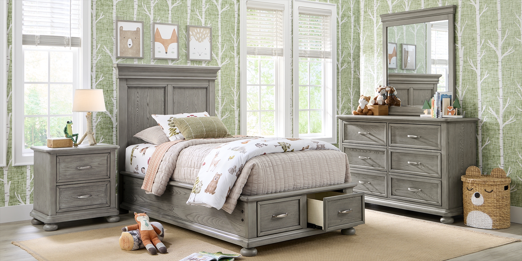 Kids Woodland Adventures Classic Gray Full Storage Bedroom - Thumbnail - Image 7
