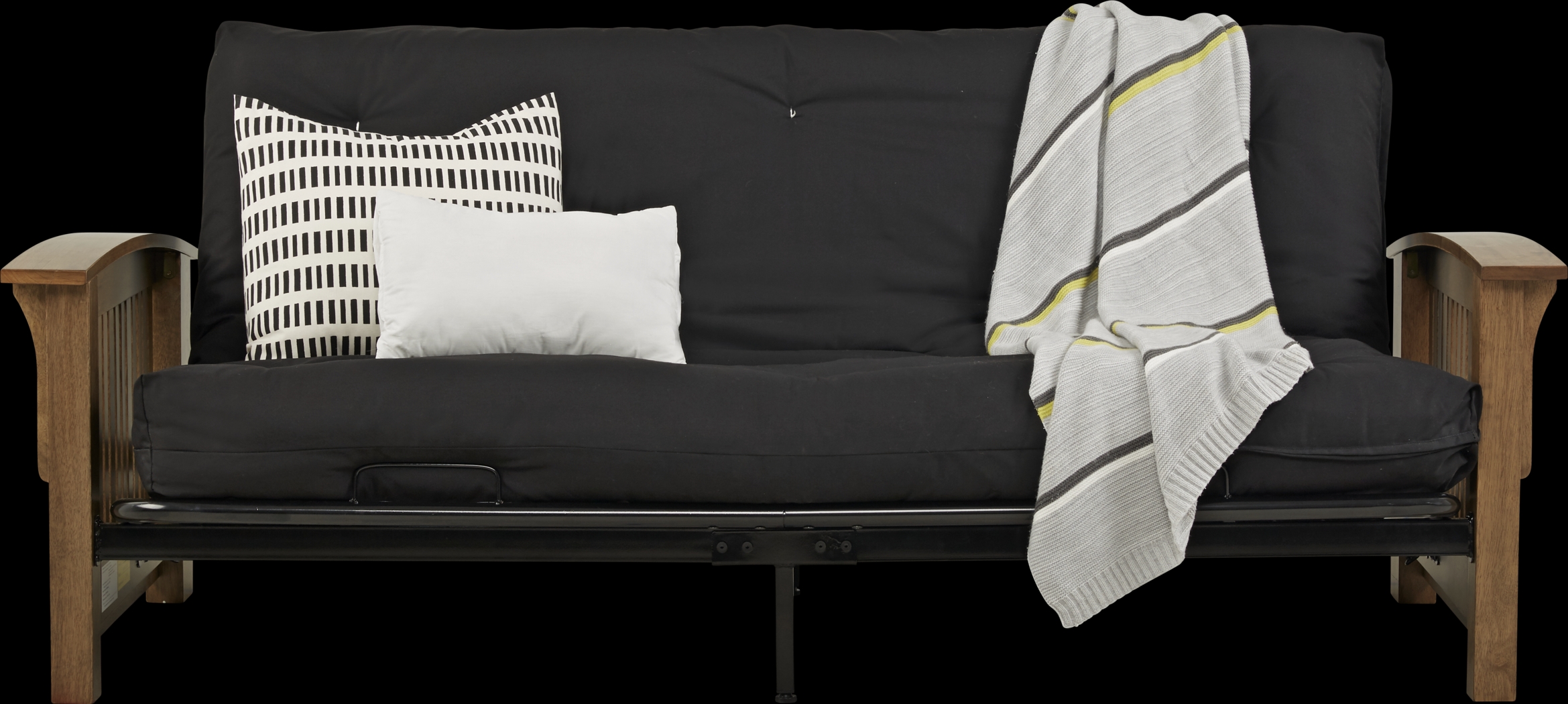 Kids Woodlyn Natural Brown Futon with Futon Mattress - Thumbnail - Image 1