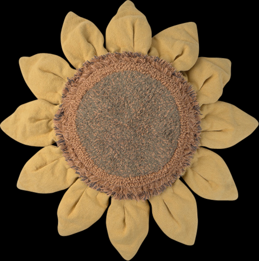 Kids Yellow/Brown Sunflower Floor Pillow - Thumbnail - Image 1