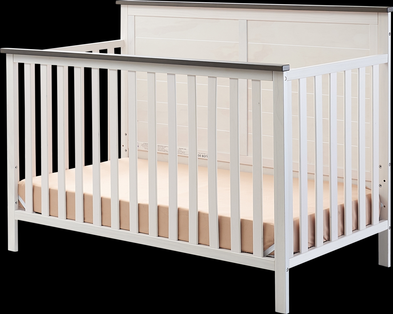 Kids Zivau White/Brown Convertible Crib - Thumbnail - Image 1