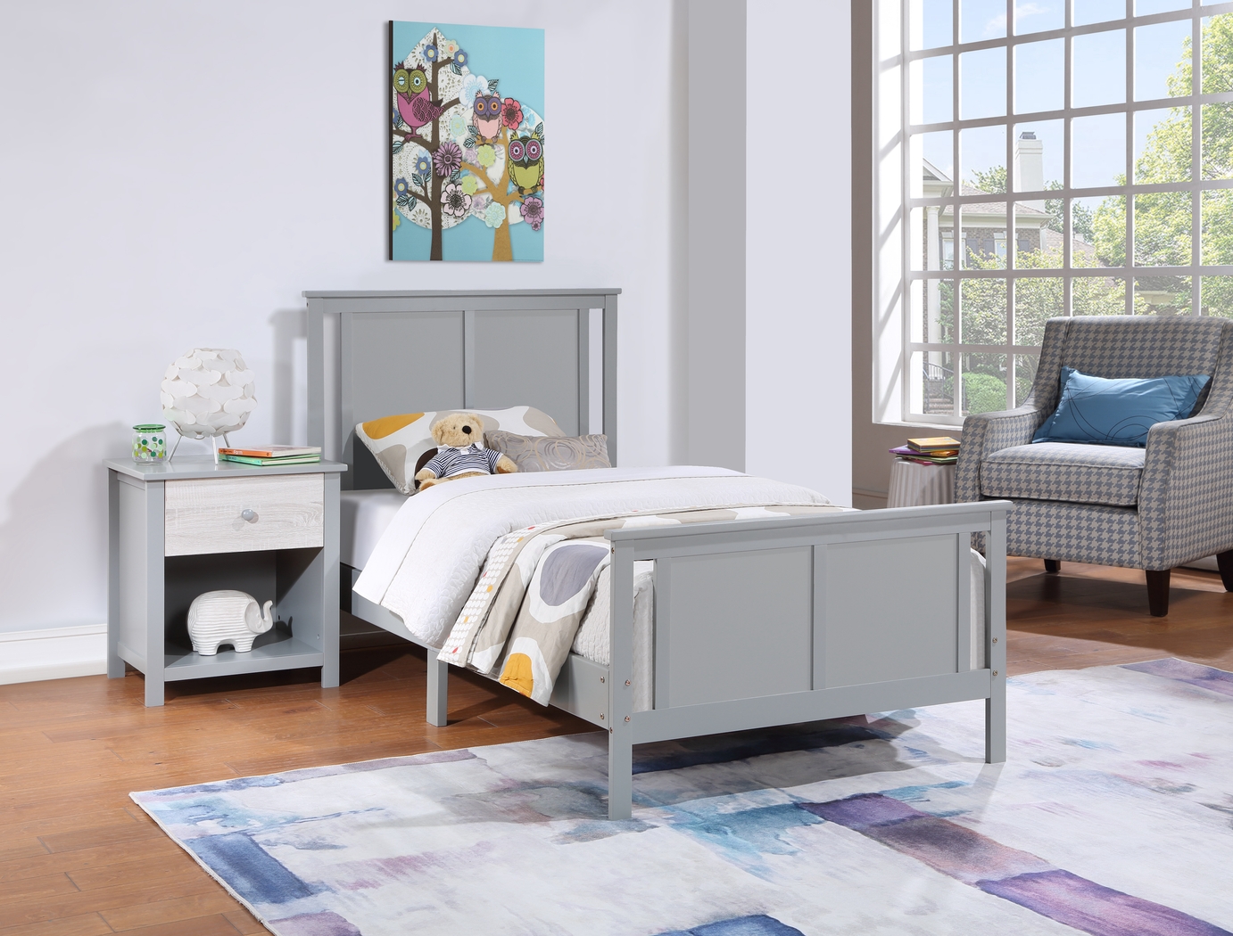Kids Zolari Gray Twin Bed - Thumbnail - Image 2