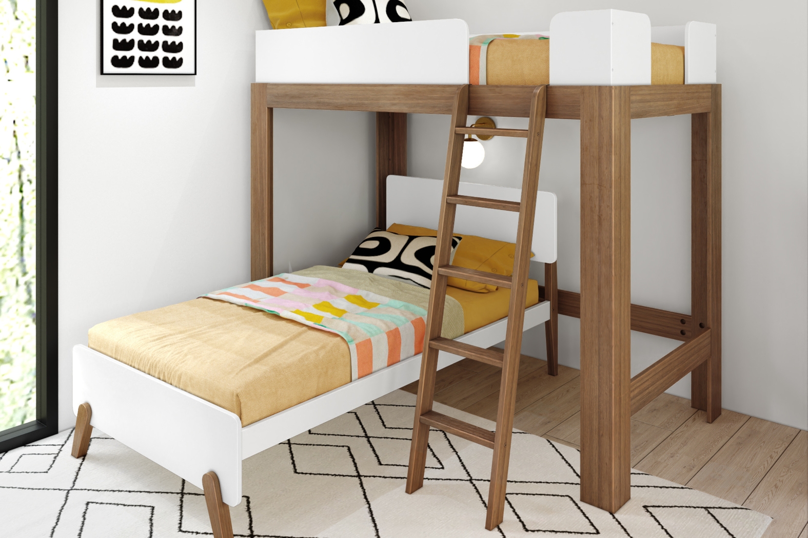 Kids Zuzana I Pecan White Twin/Twin Bunk Bed - Thumbnail - Image 2