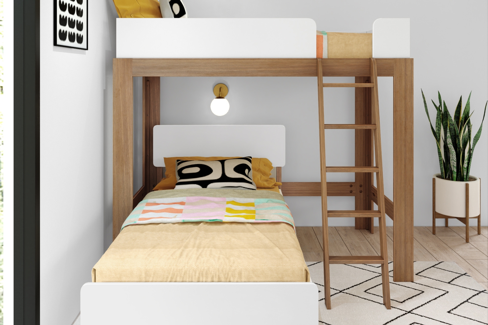 Kids Zuzana I Pecan White Twin/Twin Bunk Bed - Thumbnail - Image 3