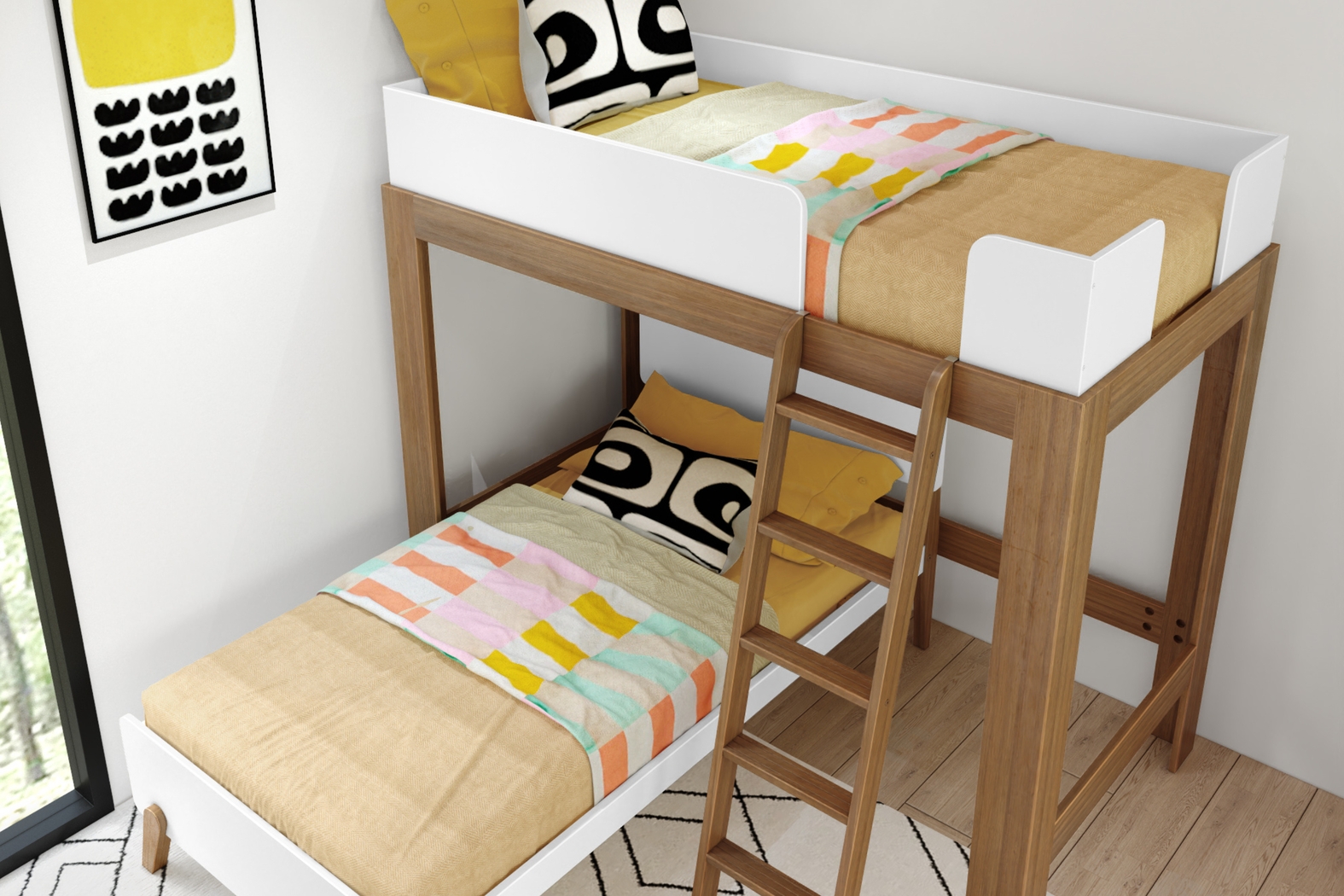 Kids Zuzana I Pecan White Twin/Twin Bunk Bed - Thumbnail - Image 4