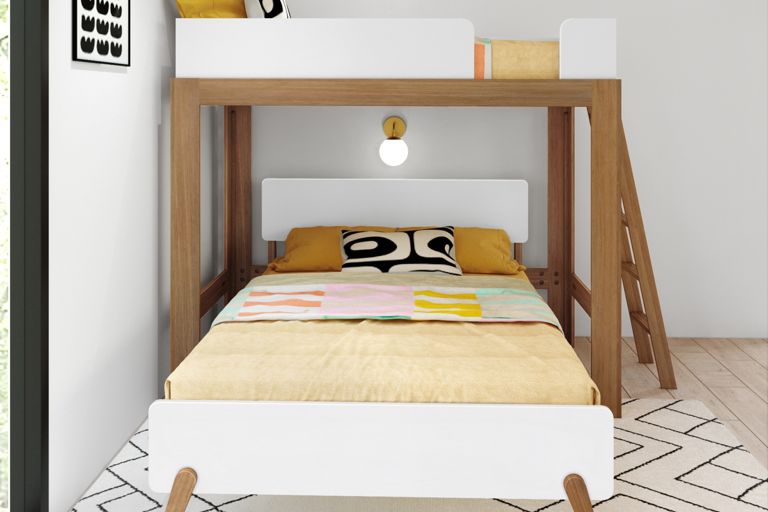 Kids Zuzana II Pecan White Twin/Full Bunk Bed - Thumbnail - Image 3