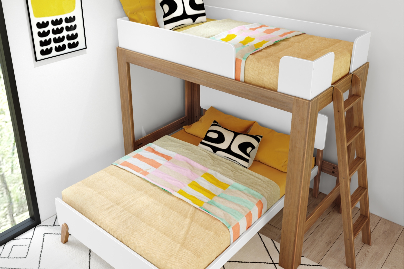 Kids Zuzana II Pecan White Twin/Full Bunk Bed - Thumbnail - Image 4