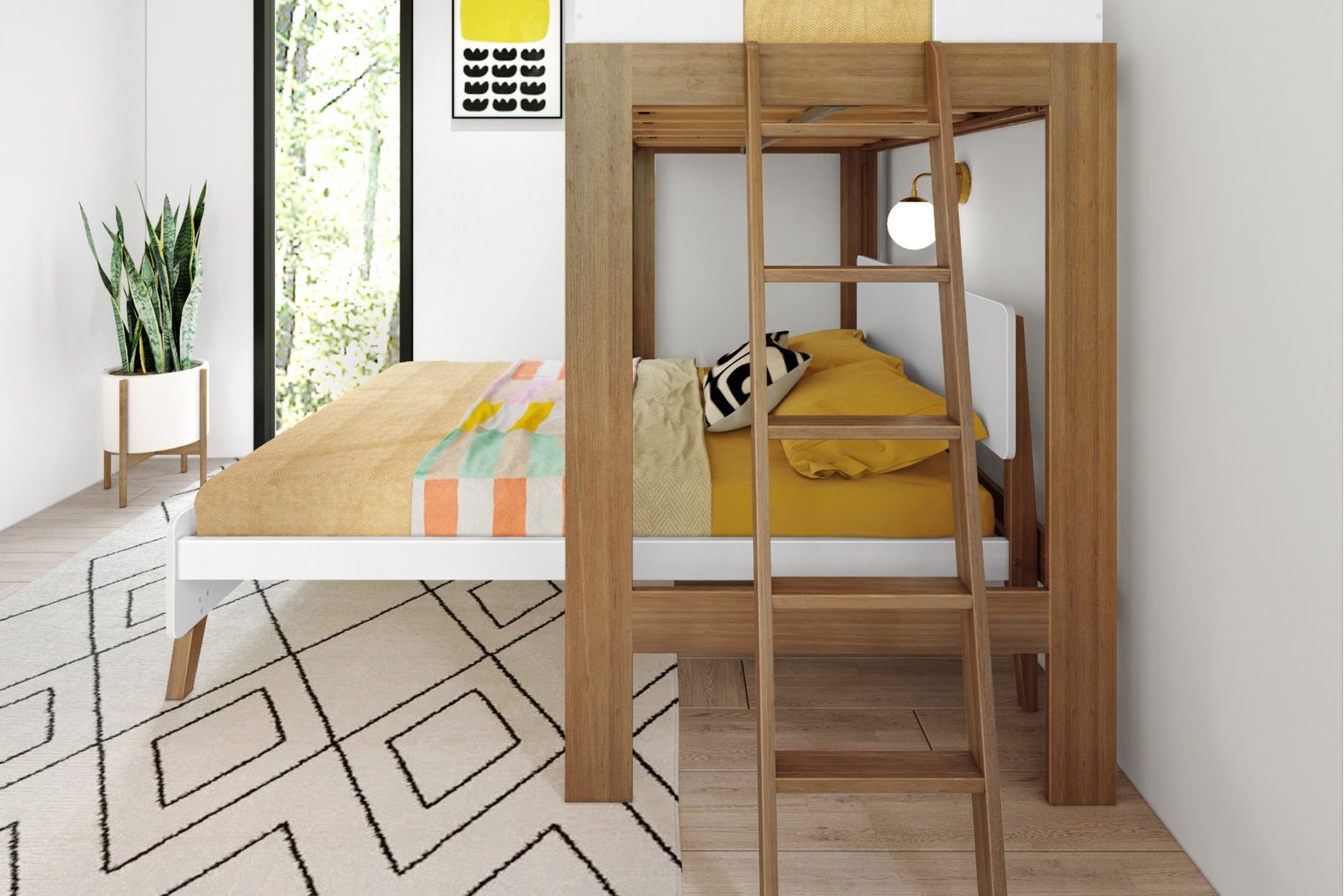 Kids Zuzana II Pecan White Twin/Full Bunk Bed - Thumbnail - Image 5