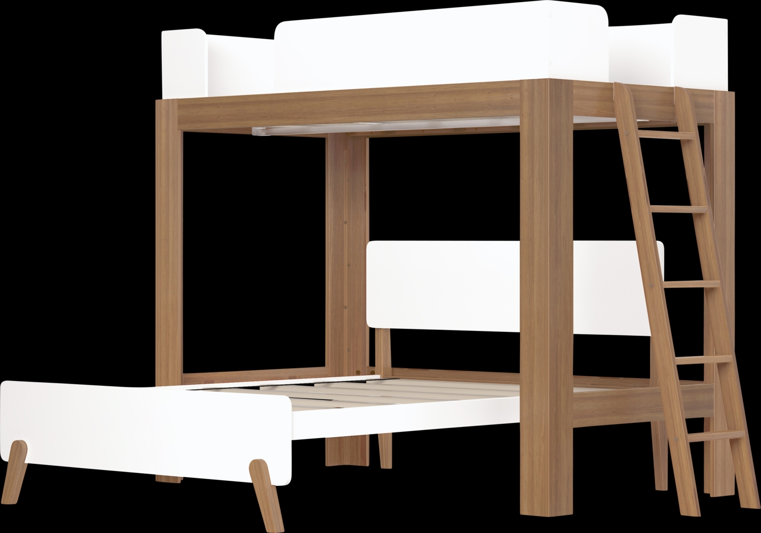 Kids Zuzana II Pecan White Twin/Full Bunk Bed - Thumbnail - Image 1